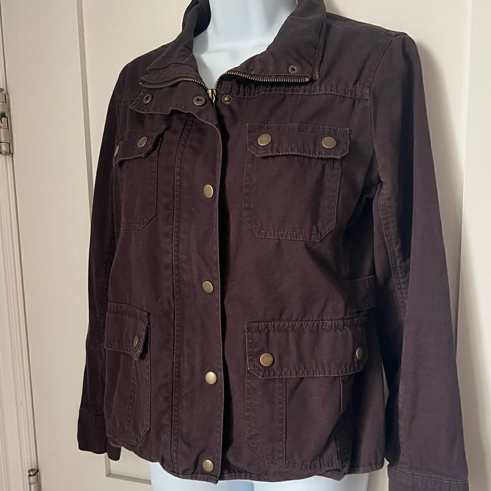 KUT from the Kloth Dark Brown Utility Zip Up Fall Winter Jacket size S - Picture 4 of 10